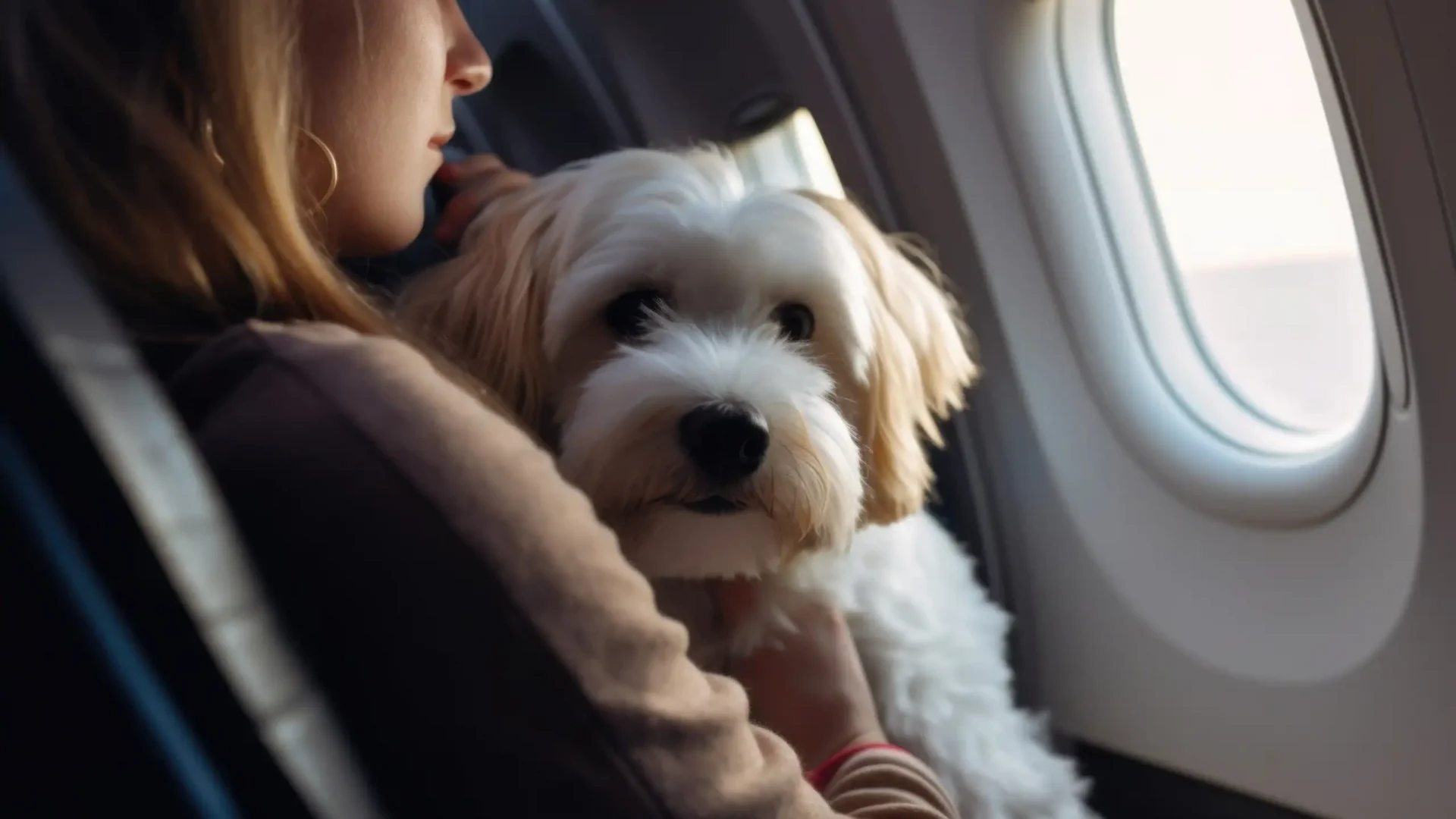 dog-near-window-board-airplane-traveling-with-pets-generative-ai dog-near-window-board-airplane-traveling-with-pets-generative-ai
